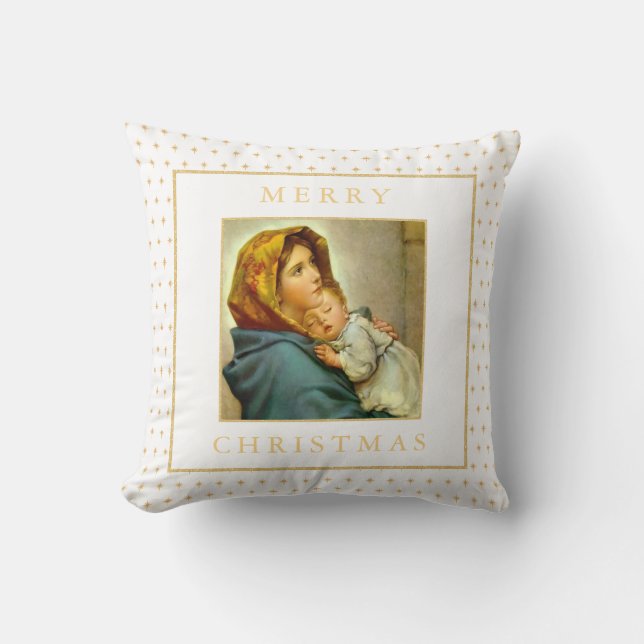 Katholische Madonna & Kind Weihnachtsgeschenk Kissen (Vorderseite)
