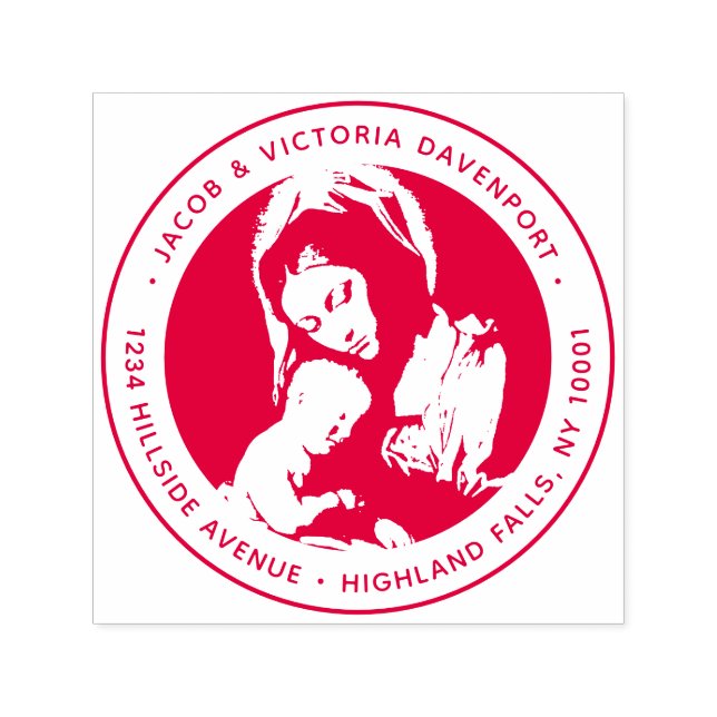 Katholische Madonna und Rote Rücksendeadresse der  Permastempel (Design)