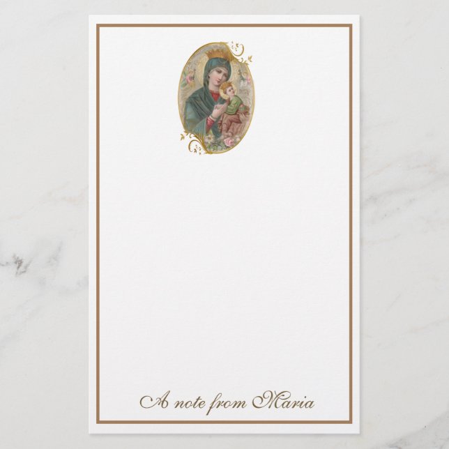 Katholische Maria Perpetual helfe Jesus Elegant Briefpapier (Vorderseite)