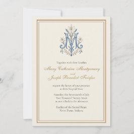 Katholische marianische Monogramm-Hochzeitseinladu Einladung