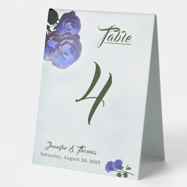 katholische Mistral blaue und grüne Tischnummer Tischaufsteller (Vorderseite)