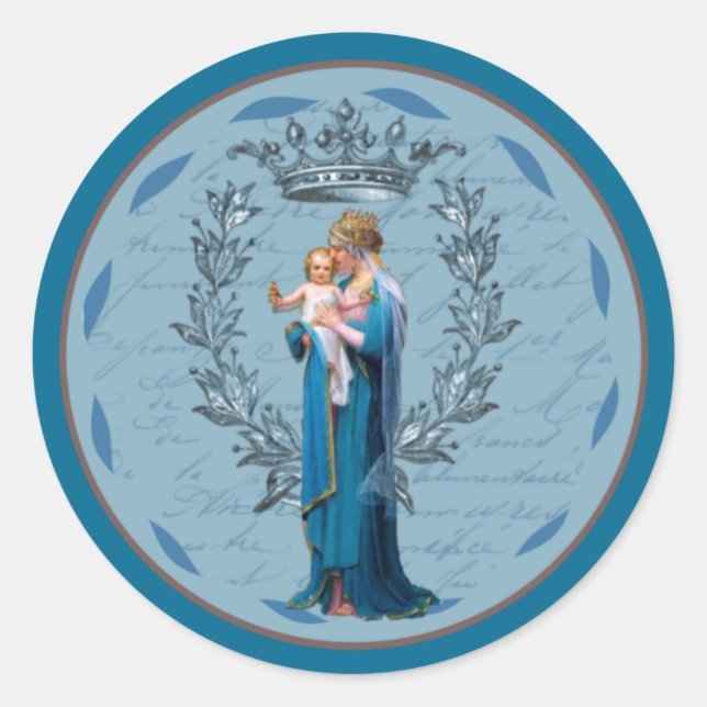 Katholische Mutter Hilfe der Christen Jesus Religi Runder Aufkleber (Vorderseite)
