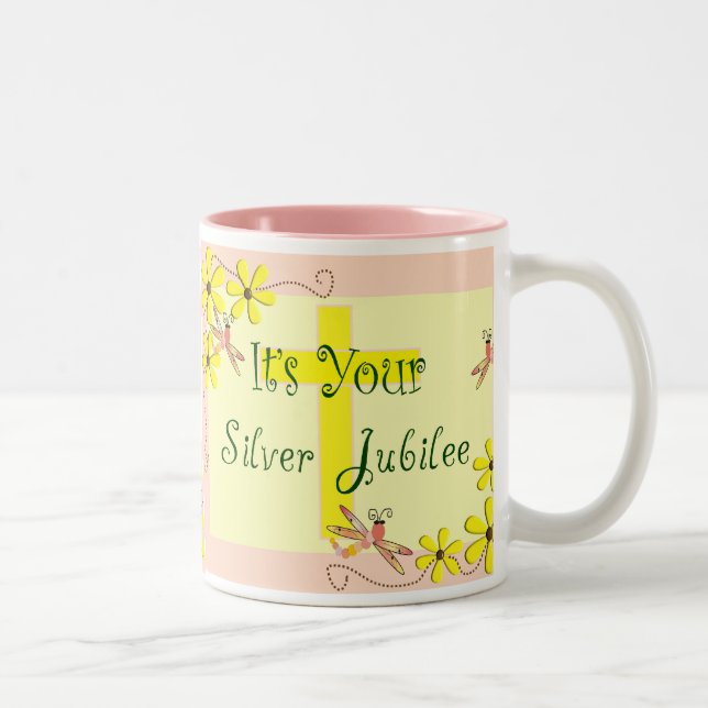 Katholische Nonnen-silbernes Jubiläum-Karten, Zweifarbige Tasse (Rechts)
