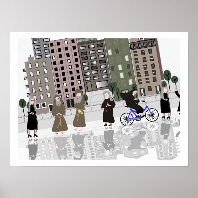 Katholische Nonnen und Mönche Retro Art Poster (Vorne)