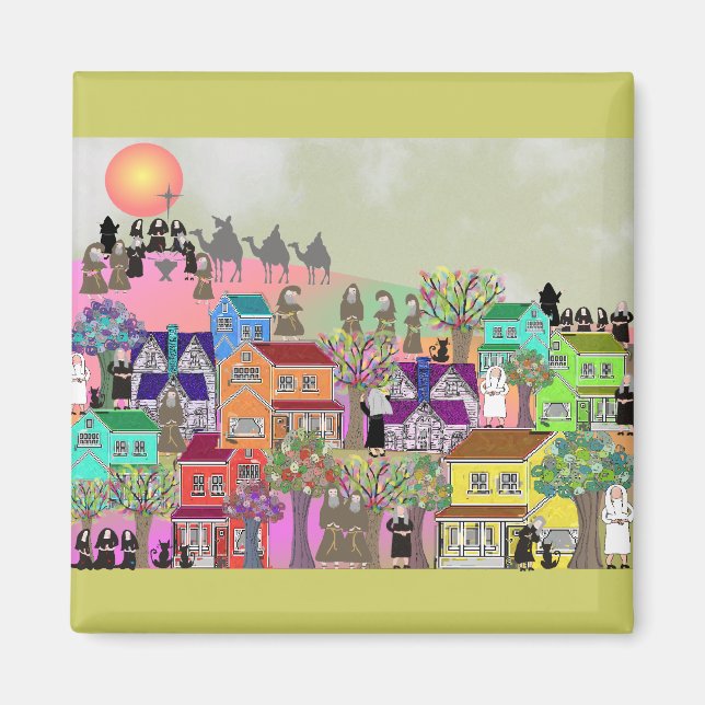 Katholische Nun & katholische Mönche Kunstgiessere Magnet (Vorne)