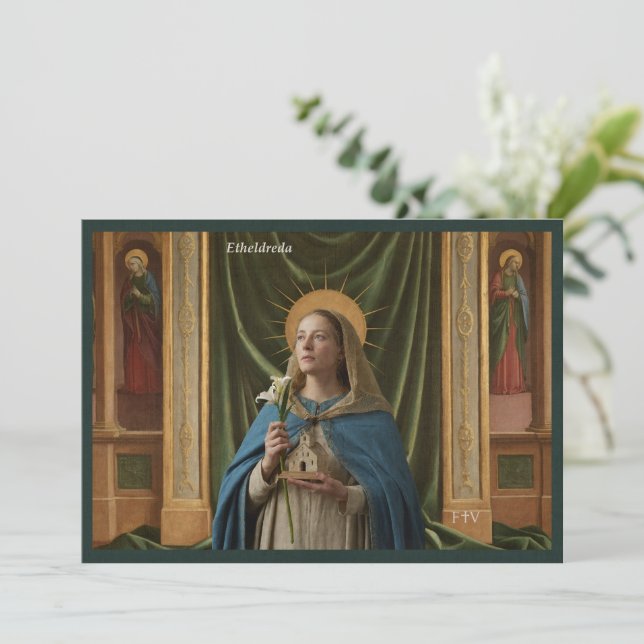 Katholische Postkarte | Saint Etheldreda (Stehend Vorderseite)