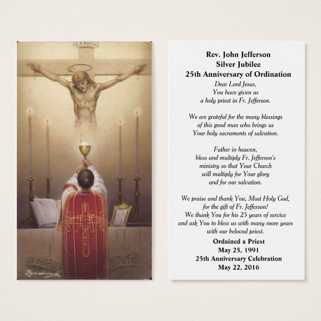 KATHOLISCHE PRIESTORDINATION - PRAYERKARTE (Vorne & Hinten)