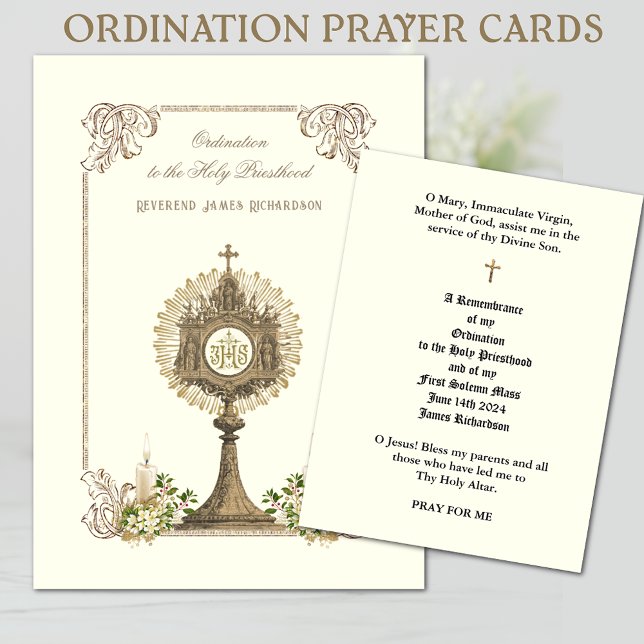 KATHOLISCHE PRIESTORDINIERUNG HOLY CARDS (Easy to personalize Catholic Priest Ordination Prayer Cards)