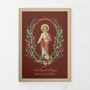 Katholische religiöse Vintage-Geburtstags-Jesus-Ge Dreifach Gefaltete Urlaubskarte