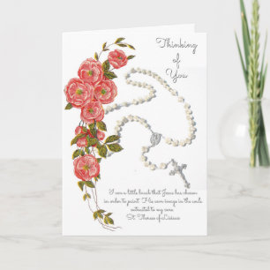 Katholische Rosary St. Therese Religious Floral  Karte
