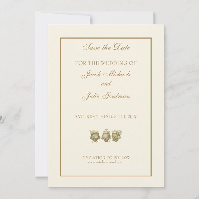 Katholische Sacred Heart Save-the-Date-Hochzeit Save The Date (Rückseite)