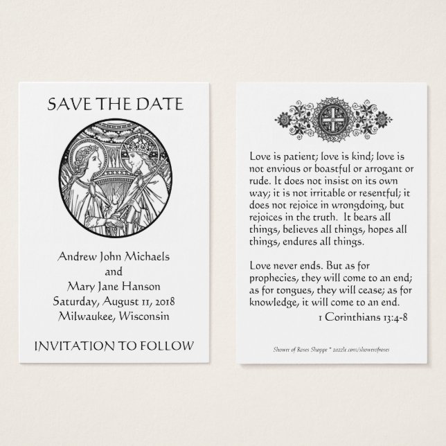 Katholische Save the Date Hochzeitskarten (Vorne & Hinten)