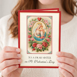 Katholische Schwester Valentinstag Jungfrau Maria  Feiertagskarte