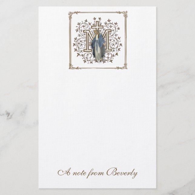 Katholische Selige Jungfrau Mary Cross Religiöse Briefpapier (Vorderseite)