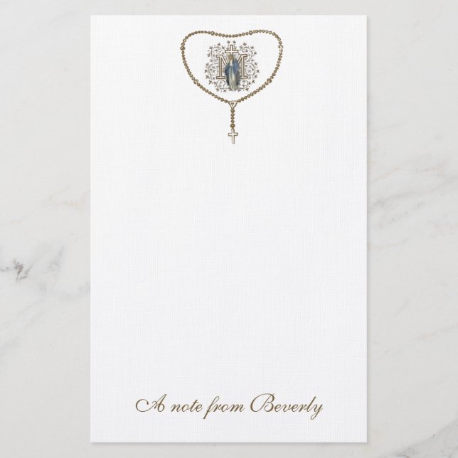Katholische Selige Jungfrau Mary Cross Rosary Briefpapier (Vorderseite)