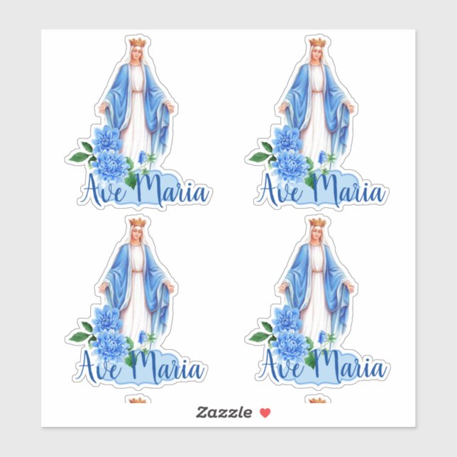 Katholische Selige Jungfrau Mary Floral Religious Aufkleber (Blatt)