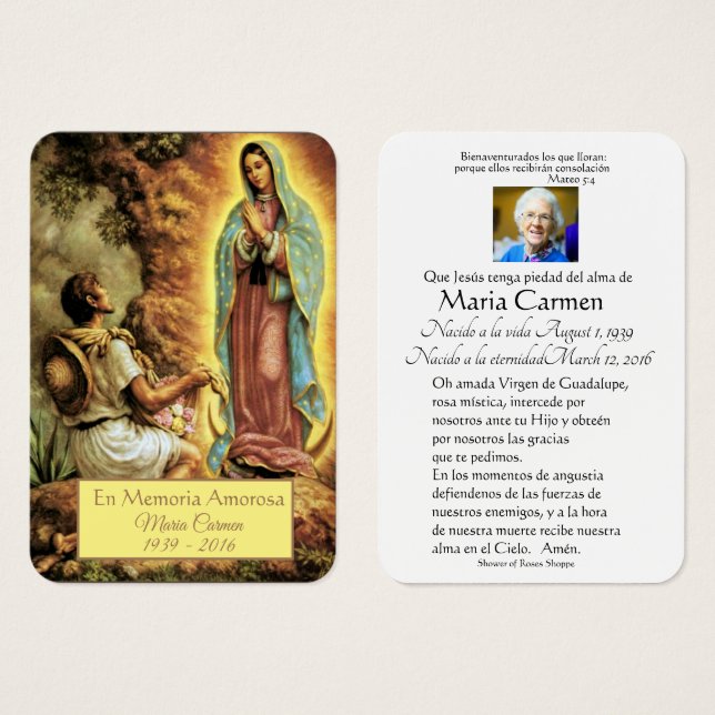 Katholische Spanische Maria Beerdigung Gedenkkarte (Vorne & Hinten)