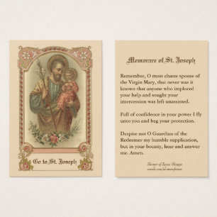 Katholische St. Joseph Memorare-Gebetskarten
