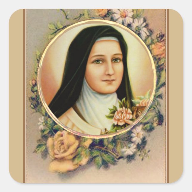 Katholische St. Therese die kleine Blume Quadratischer Aufkleber (Vorderseite)