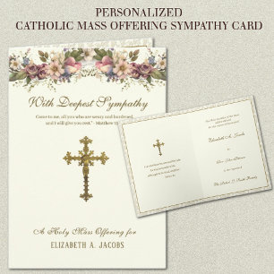 Katholische Sympathie-Messe Opferkreuz Blumenschmu Karte