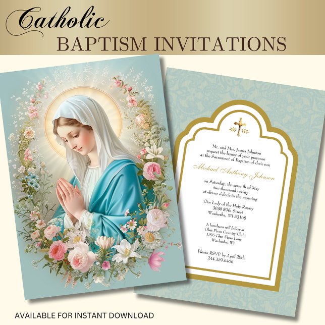 Katholische Taufe Bloral Mary und Jesus Einladung (Von Creator hochgeladen)