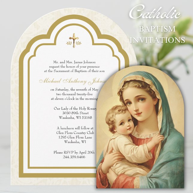 Katholische Taufe Bloral Mary und Jesus Einladung (Von Creator hochgeladen)