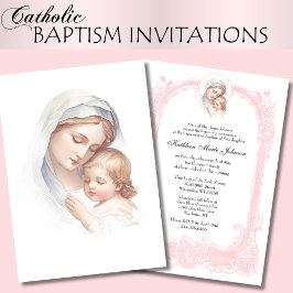 Katholische Taufe Rosa Christine Maria Jesus Chris Einladung