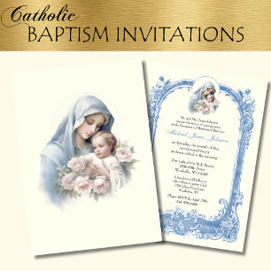 Katholische Taufe Taufzeremonie Maria Jesus Einladung