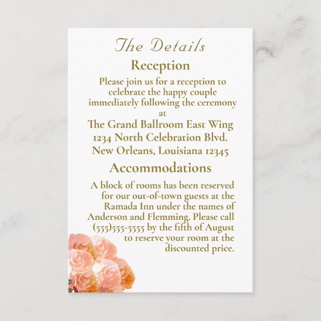 Katholische Terracotta-Rose Hochzeit Begleitkarte (Vorderseite)