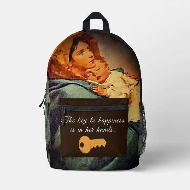 Katholische "Unsere Lady der Straßen" Bedruckter Rucksack (Vorderseite)
