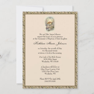 Katholische Vintage Taufe Christening Traditionell Einladung