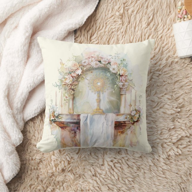 Katholische Wasserfarbe Eucharistische Adoration A Kissen (Decke)