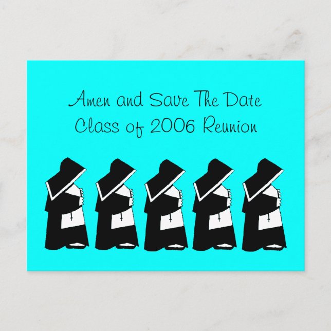 Katholische Wiedersehen Save the Date Nun Custom Ankündigungspostkarte (Vorderseite)
