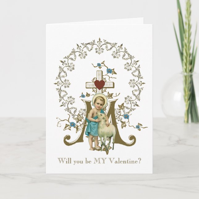 Katholischer Jesus mit Lamm-Marienkreuz Karte (Vorderseite)