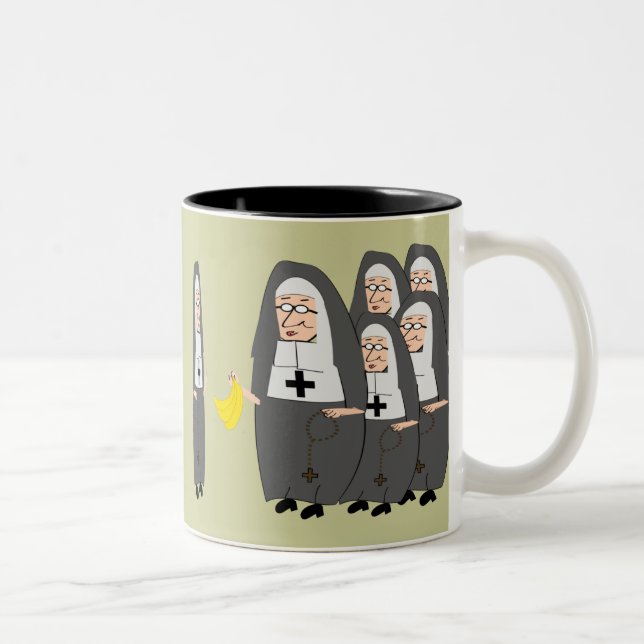Katholischer Nonnen-Spaß "fette Schwestern " Zweifarbige Tasse (Rechts)