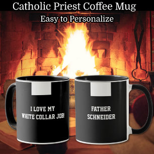 Katholischer Priester Black Clergy Collar Religiö Tasse