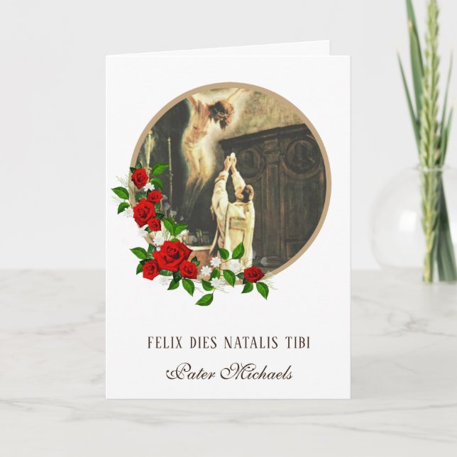 Katholischer Priester Latein Geburtstag Crucifix R Karte (Vorderseite)