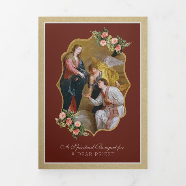 Katholischer Priester Spirituelle Bouquet Valentin Dreifach Gefaltete Urlaubskarte (Cover)