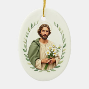 Katholisches Andachtsobjekt für den Heiligen Josef Keramik Ornament