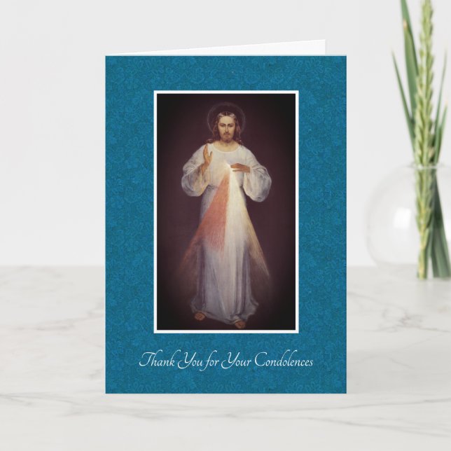 Katholisches Beileid göttliche Gnaden-Jesuss dankt Dankeskarte (Vorderseite)