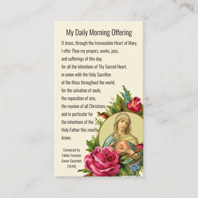 Katholisches Gebet am Morgen bieten Jungfrau Mary  Visitenkarte (Vorderseite)
