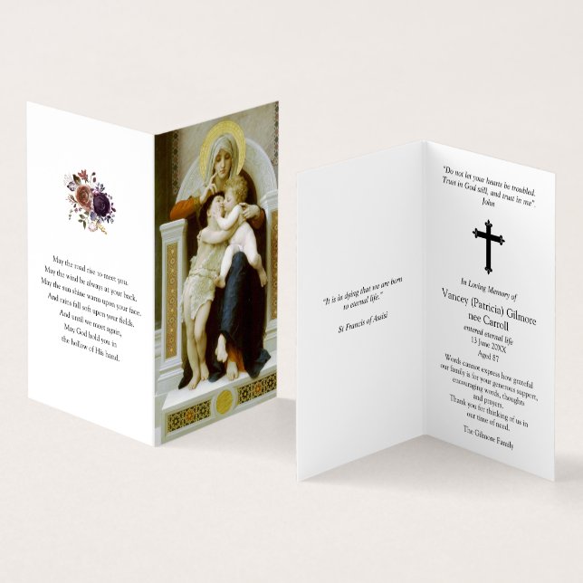 Katholisches Gebet kardiert | Mary, Jesus u. Visitenkarten (Innenseite und Außenseite)