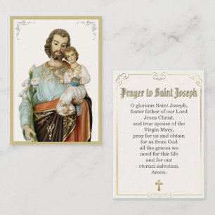 Katholisches Gebetsblatt mit dem heiligen Josef Platzkarte