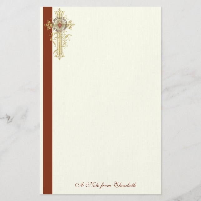 Katholisches Heiliges Herz Jesus Kreuz Briefpapier (Vorderseite)