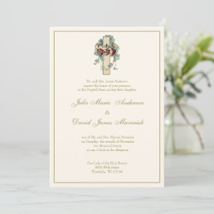 Katholisches Jesus-Maria-Joseph-Blumen-Hochzeit Einladung