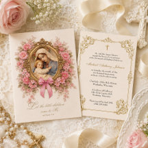 Katholisches Mädchen Tauf Floral und Cherubs