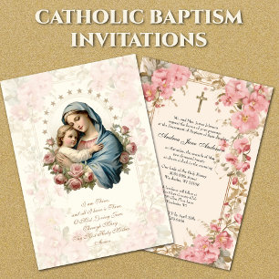 Katholisches Mädchen Taufe Taufritus Maria Jesus Einladung