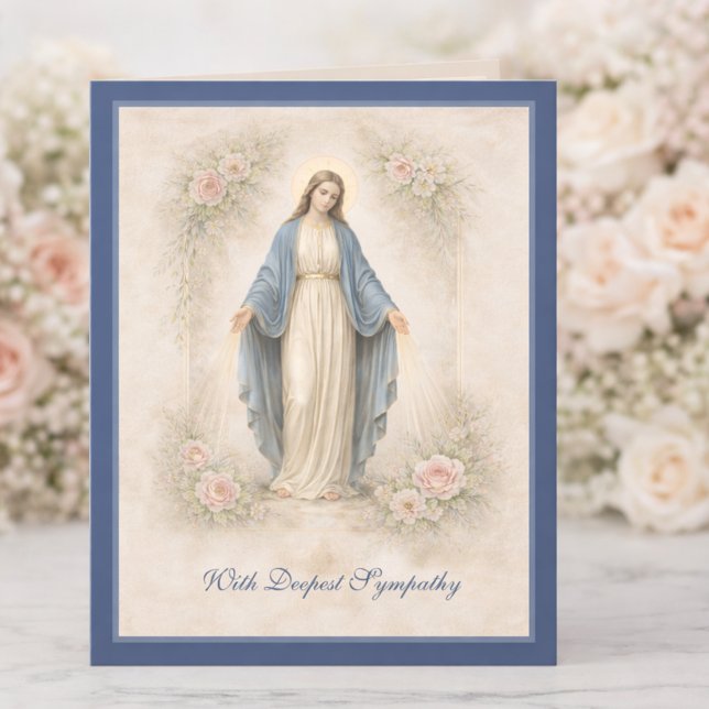 Katholisches Mitgefühl Mutter Maria Blumen Karte (Von Creator hochgeladen)