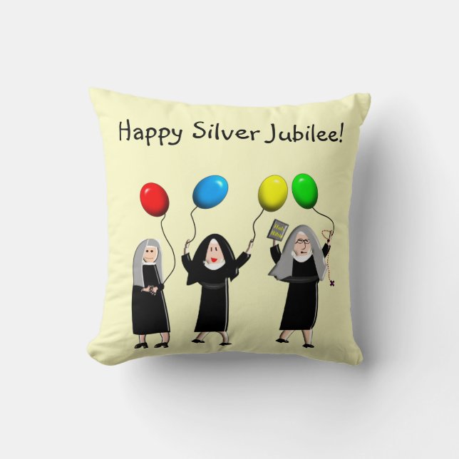 Katholisches Nonnen-silbernes Jubiläum-Kissen Kissen (Vorderseite)