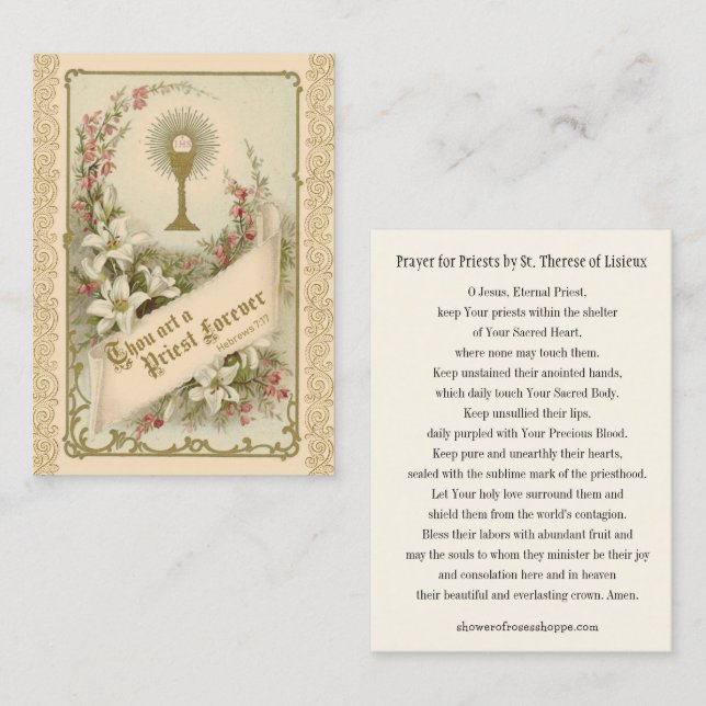Katholisches Priestergebet von St. Therese Visitenkarte (Vorne/Hinten)